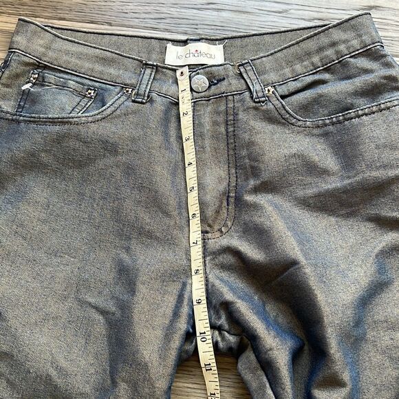 Le Château | Vintage 90’s Gold/Blue Shiny Flare Pants - Picture 8 of 10